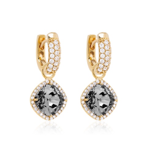 Fancy Stone Charm Earrings Yellow gold-plated Silver Night