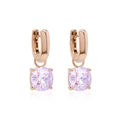 Fancy Stone Charm Earrings Rose gold-plated Violet