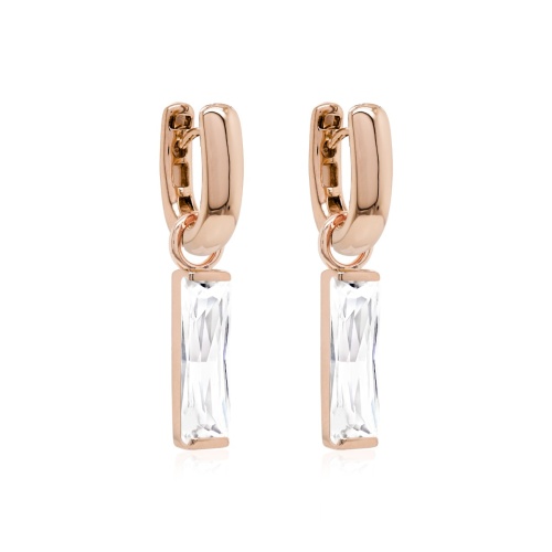 Princess Baguette Charm Earrings Rose gold-plated Crystal