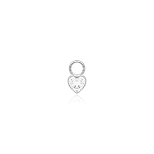 Zirconia Petite Heart Necklace Charm Rhodium gold-plated