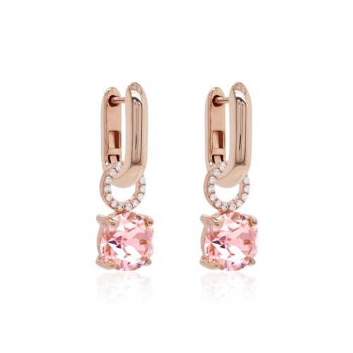 Round Stone Charm Link Earrings rose gold-plated Light Rose Ignite