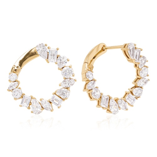 Ice Queens Round Earrings Yellow gold plated