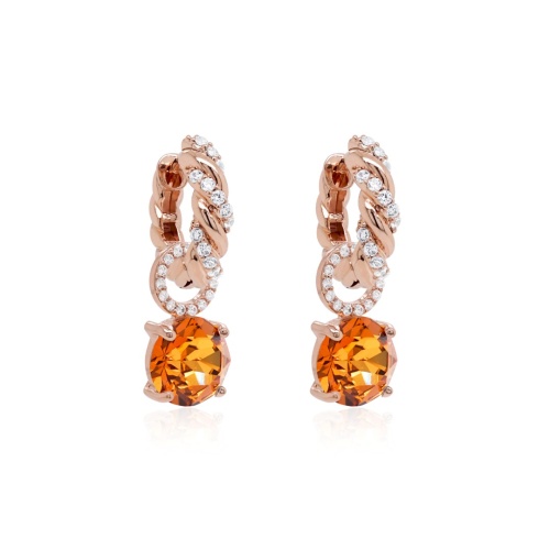 KNOTY CHARM EARRINGS LIGHT AMBER GOLD-PLATED