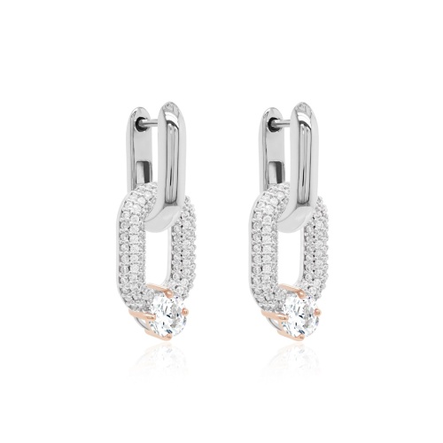 Oval Drop Link Earring Set Crystal