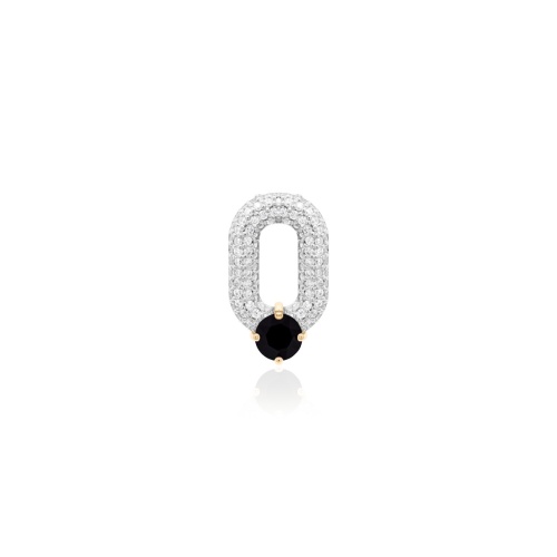 Oval Drop Link Necklace Charm Black
