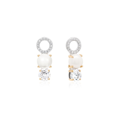 Freshwater Pearl Drop charms Rhodium/Yellow gold-plated Crystal