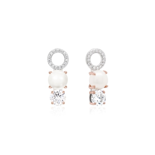 Freshwater Pearl Drop charms Rhodium/Rose gold-plated Crystal