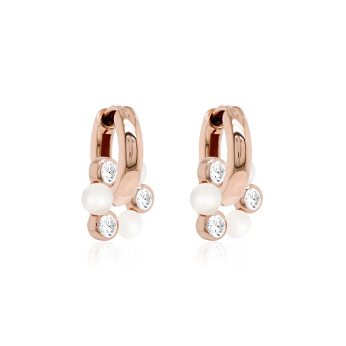Pearl Crystal charm earring set Rose-gold plated
