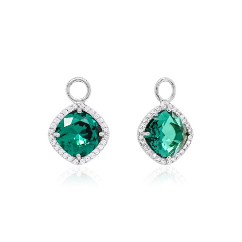 Fancy Stone Charms Rhotium-plated Emerald