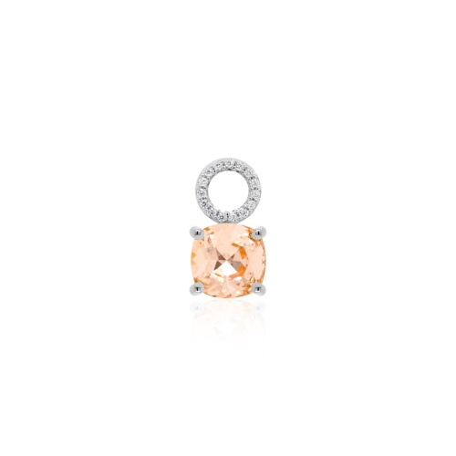 Fancy Stone Necklace Charm Rhodium-plated Light Peach