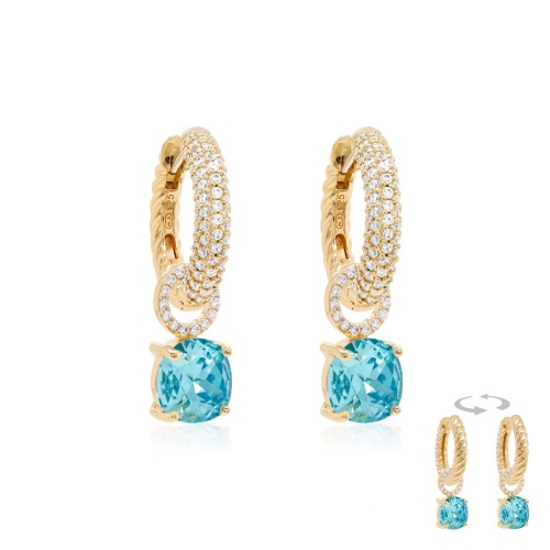 Knoty Two-sided Light Turquoise charms earring set Yellow gold-plated