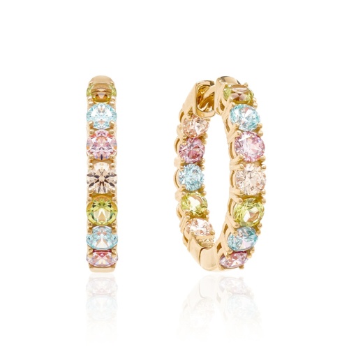 Rainbow Luxury MIX Hoops Yellow gold plated