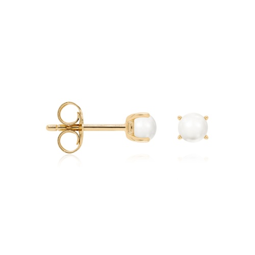 Classic Freshwater Pearl studs 4mm Yellow gold plated