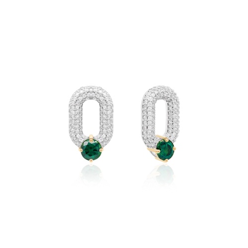 Oval Drop Link Charms Yellow Gold-plated Green