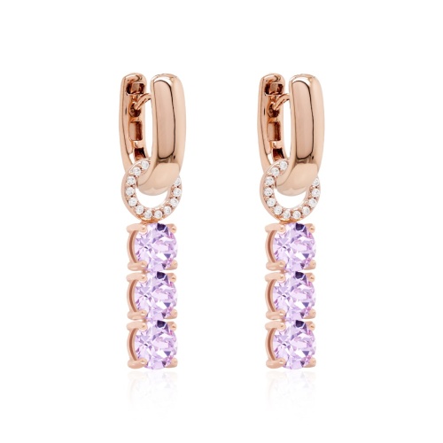 Tennis Trio Earring Set Rose gold-plated Violet