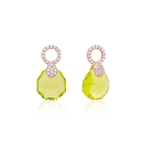 Pear Drop Earring charms Citrus Green Rose goldplated