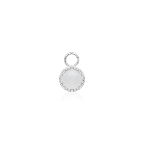 MOP Round Necklace Charm Rhodium-plated
