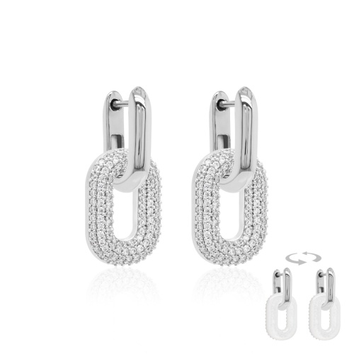 Two-sided Sparkling MOP Link Set Rhodium plated