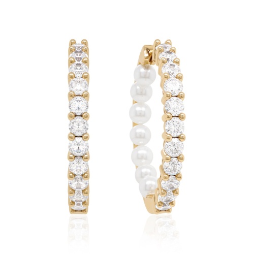 Pearl Tennis Earrings Yellow gold-plated