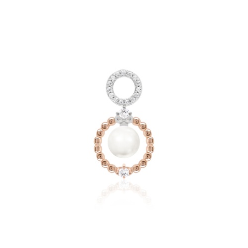 Sparkling Bubbly Freshwater Pearl Single charm Rhodium/Rose gold plated