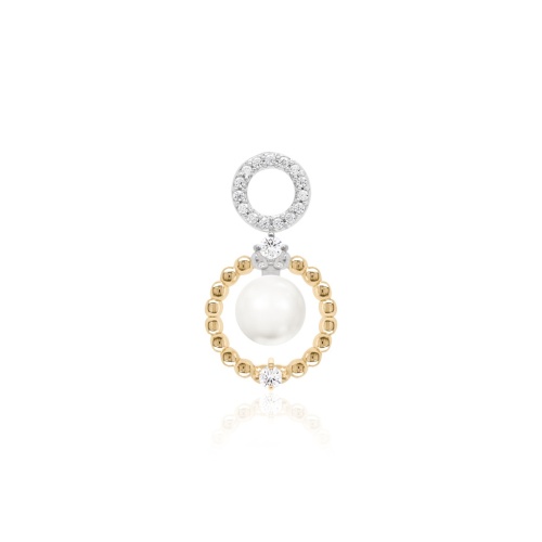 Sparkling Bubbly Freshwater Pearl Single charm Rhodium/Yellow gold plated