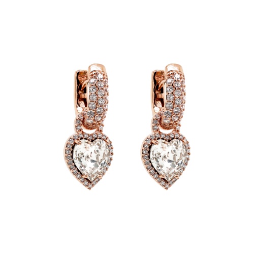 Charm earrings Crystal heart 8mm