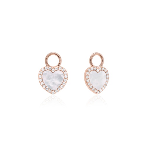 MOP Heart Erring Charms Rose gold-plated