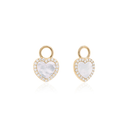 MOP Heart Earring Charms Yellow gold-plated