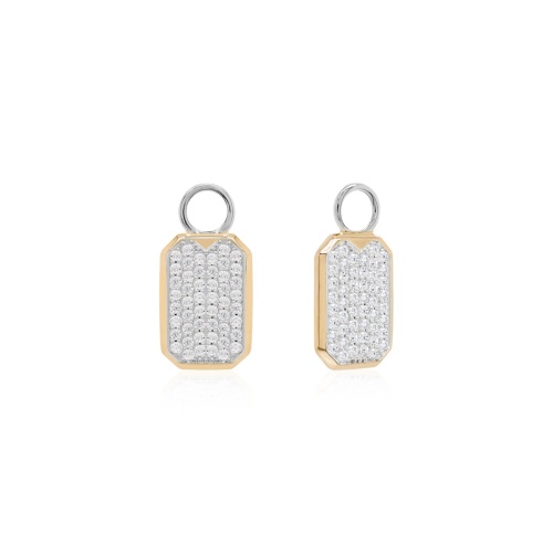 Pavé Tag charms Rhodium/Yellow gold plated