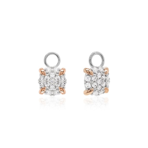 Pavé Cushion Earring Charms Rose Goldplated Prongs