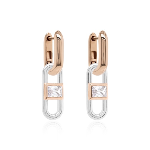 Fabulous Zirconia Link Earring set Rose-gold plated