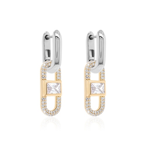 Fabulous Sparkling Zirconia Link Earring set Yellow-gold plated