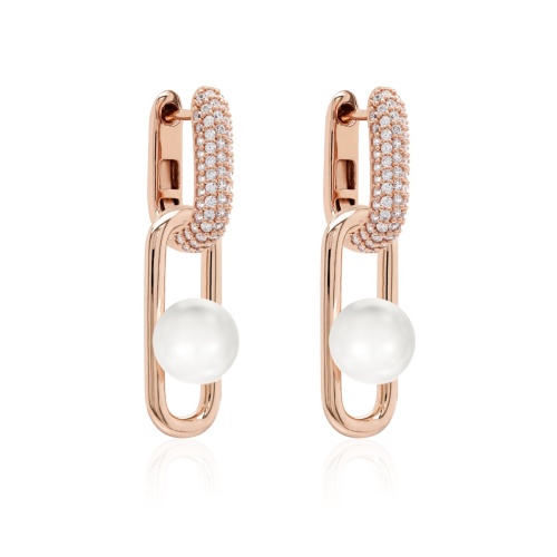 Fabulous Pearl Link Earrings set Rose-gold plated