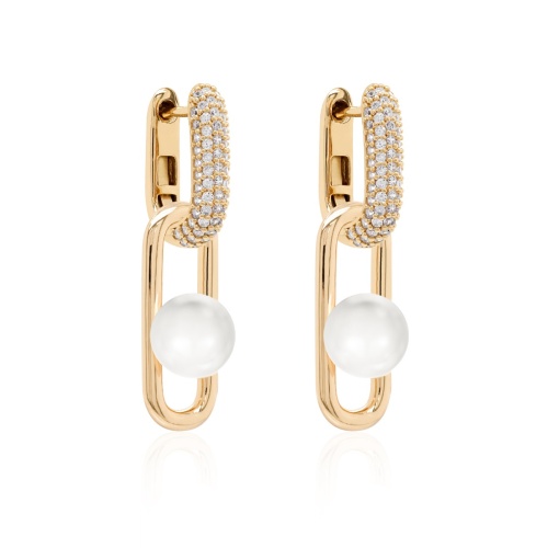 Fabulous Pearl Link Earrings set Yellow-gold plated