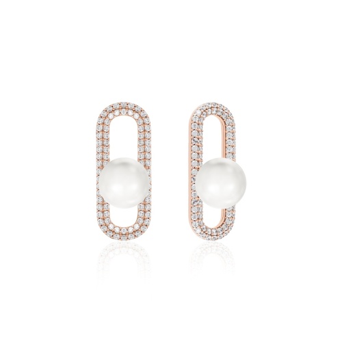 Fabulous Sparkling Pearl Link charms Rose-gold plated