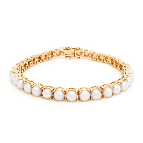 Fabulous Pearl Tennis Bracelet 4mm Yellow-gold plated