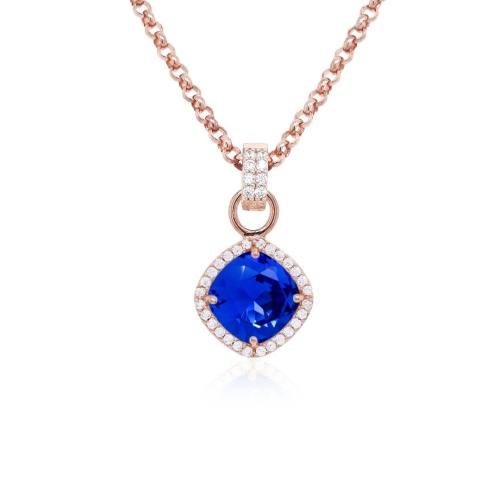 Fancy Stone necklace set Majestic Blue Rose gold-plated