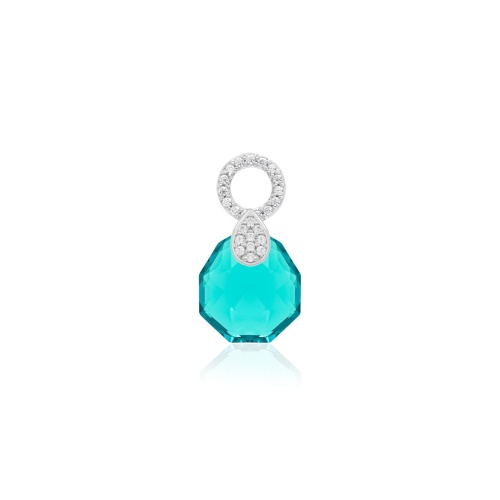 Pear Drop Necklace charm Blue Zircon