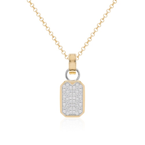 Pavé Tag Necklace Set Rhodium/Yellow gold plated