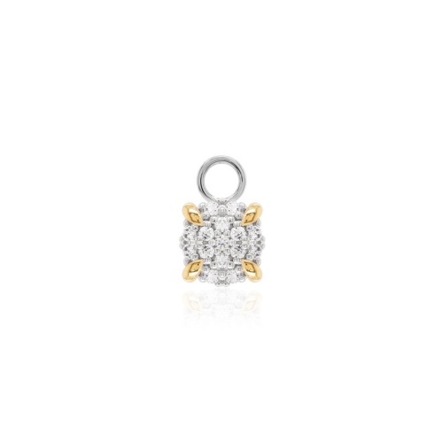 Pavé Cushion Necklace Charm Yellow Goldplated Prongs