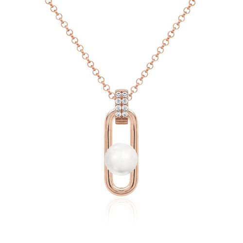 Fabulous Pearl Link Necklace Rose-gold plated