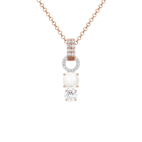 Freshwater Pearl Drop necklace set Rhodium/Rose gold-plated Crystal