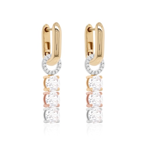 Tennis Trio MIX & Yellow gold-plated plated Link Earring Set 