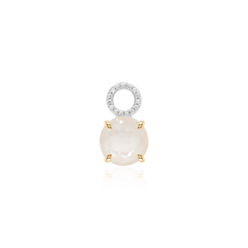 Sparkling Milky Necklace Charm Yellow gold-plated Prongs Linen Ignite