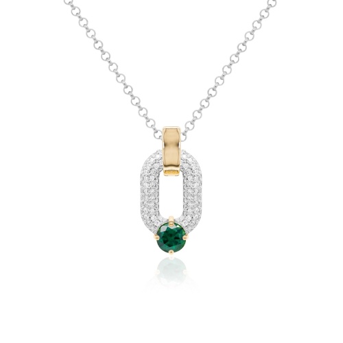 Oval Drop Link Necklace Set Green